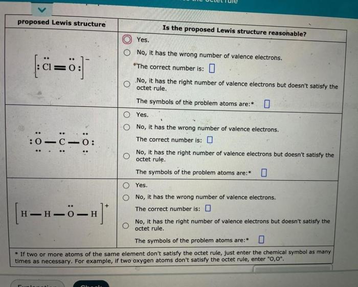 Decide whether these proposed lewis structures are reasonable.